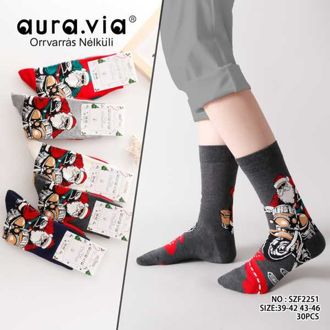 Men's Santa Claus riding motorcycle pattern socks 30-Pack SF2251-360
