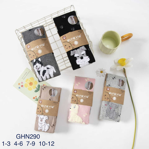 Girls' puppy pattern tights 24-Pack  GHN290-240